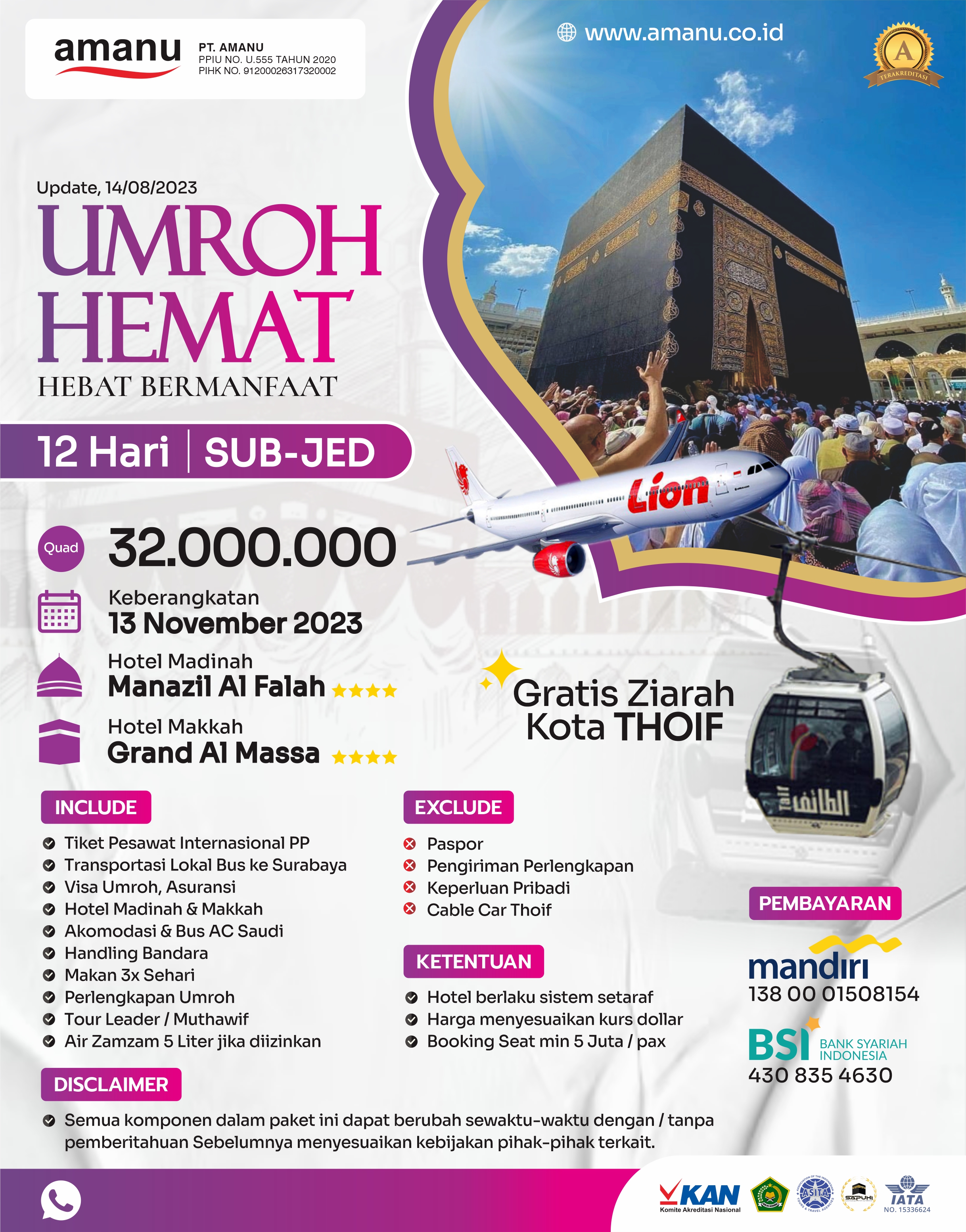 UMROH HEMAT 12 HARI - PT. AMANU